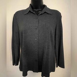 Classic Button-Up Knit Cardigan in Dark Gray